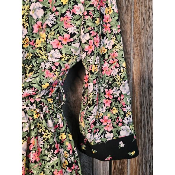 Zara Basic Midi Floral 3/4 Sleeve Wrap Dress Large - Picture 8 of 14